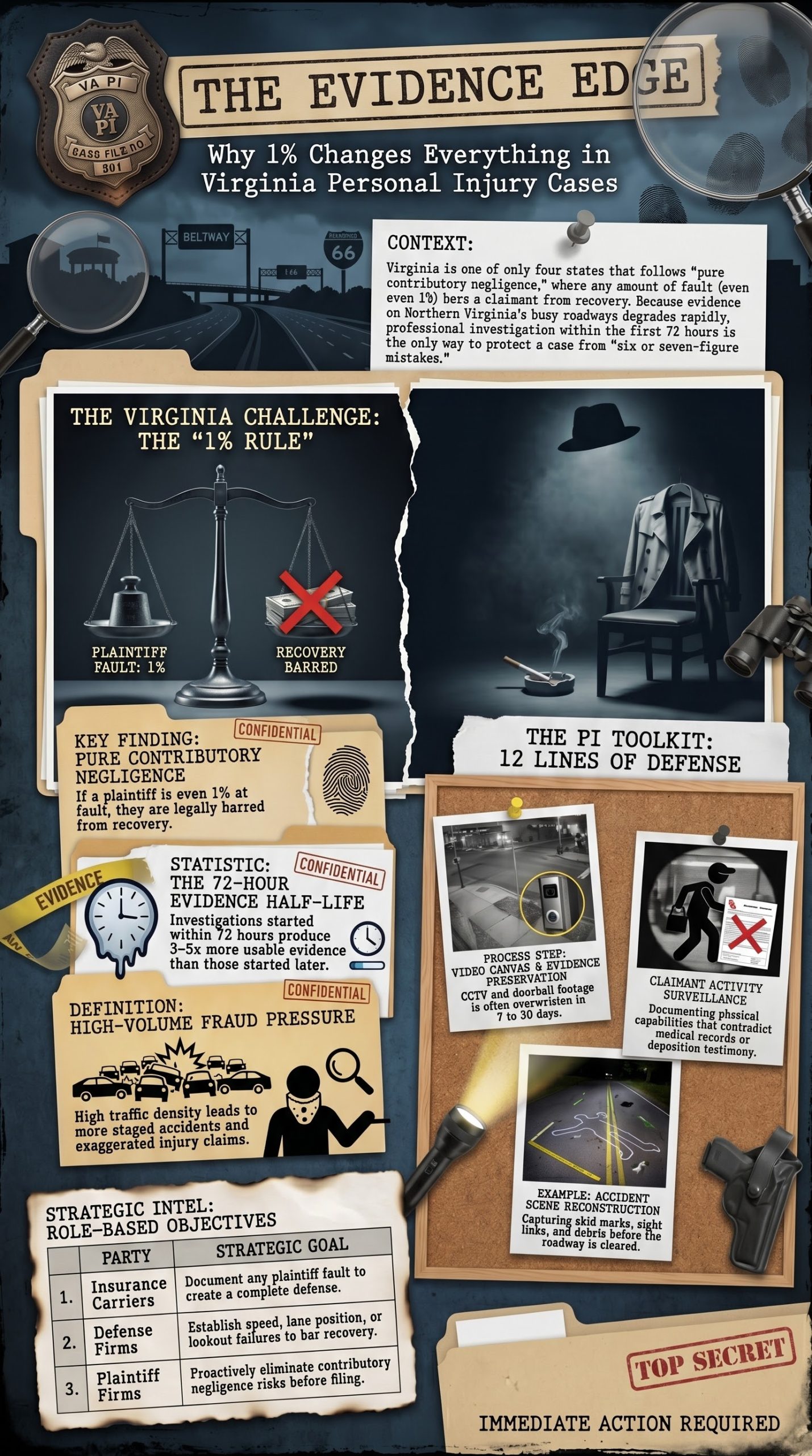 commercial truck accident investigation Virginia, wrongful death investigation Virginia, video canvas investigator Northern Virginia, contributory negligence investigation Virginia, premises liability investigator Virginia, PLRG accident investigation